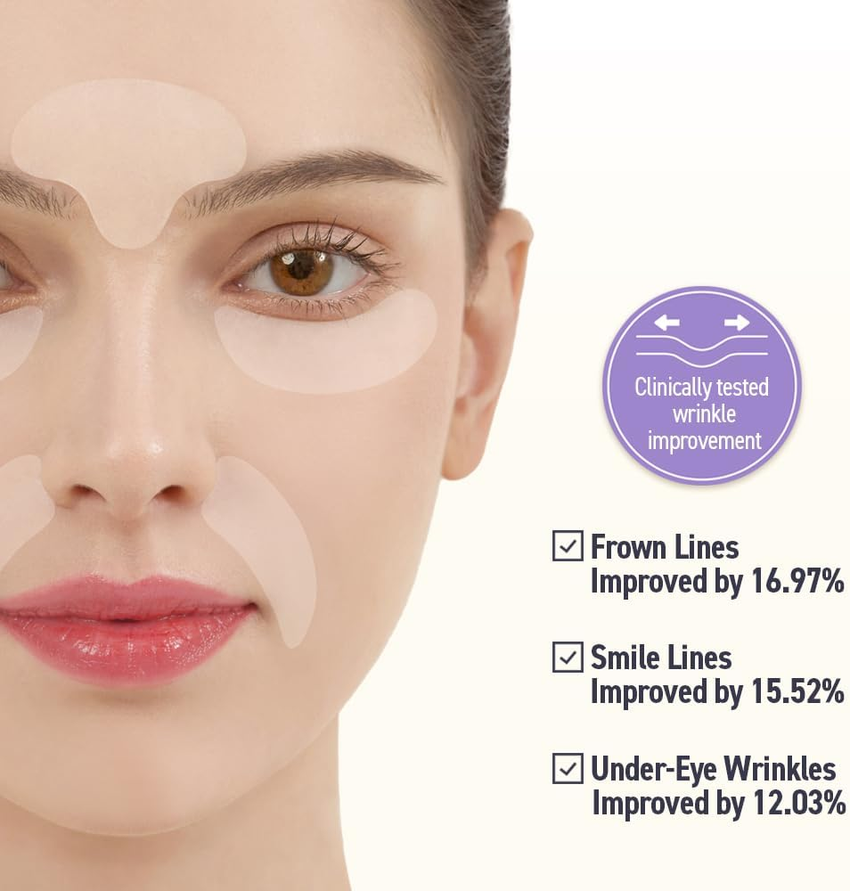 Hydrolyzed Collagen Overnight Wrinkle Patches for Elevens, Crows Feet, Lip Lines, Korean Skincare (32 Patches) image number 2