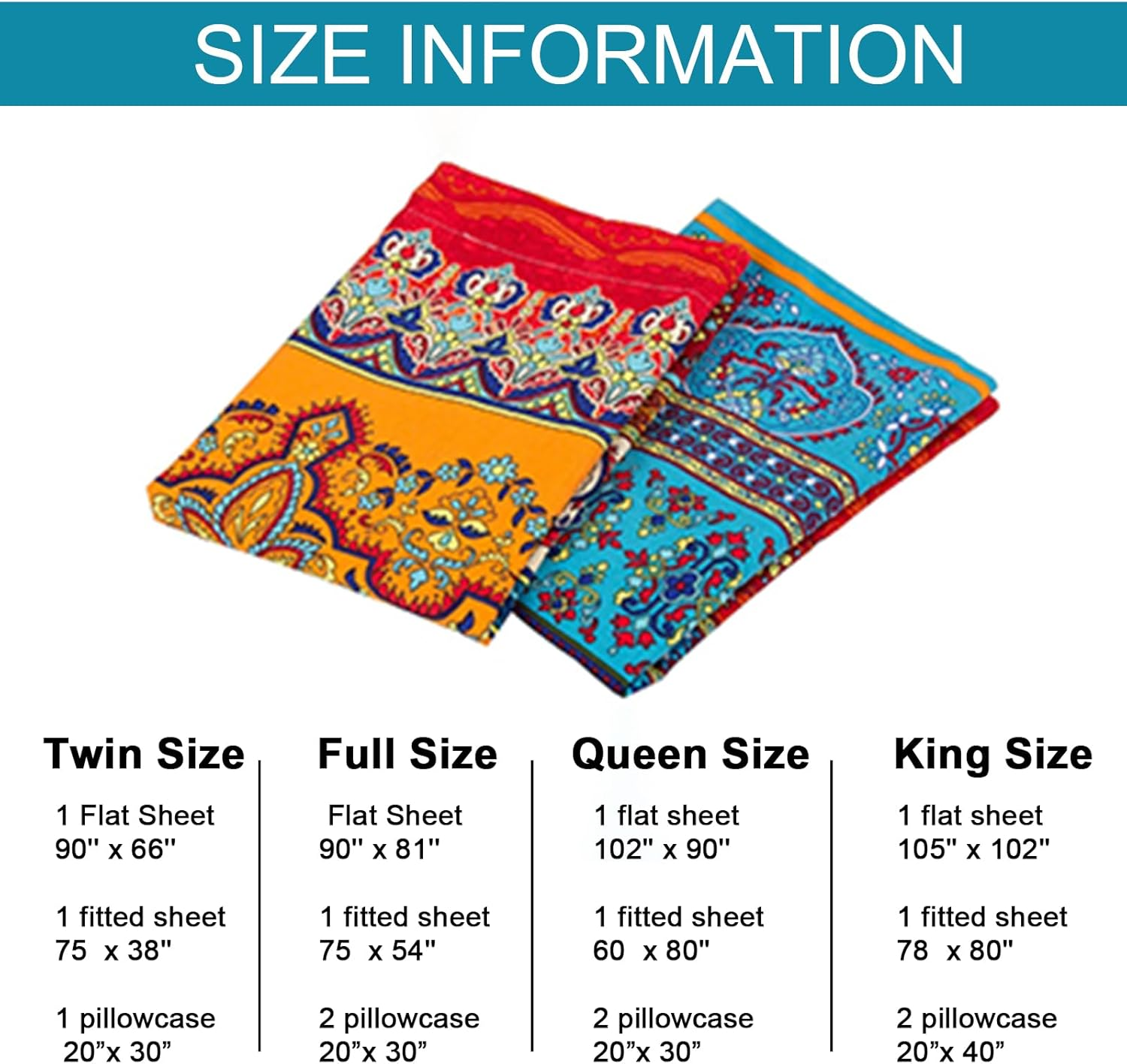 Boho Sheets Set Queen(4 PCS) Boho Colorful Tribal Striped Bed Sheets Set Soft Microfiber 12" Deep Pocket Ethnic Fitted Sheet Bohemian Flat Sheets 2 Pillowcases image number 5