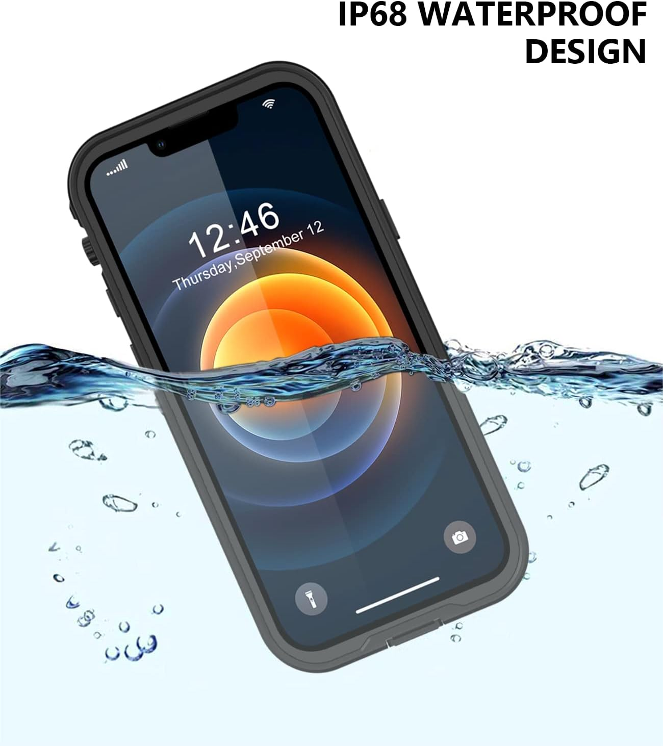 Protebox for Iphone 12 Mini Waterproof Case with Built-In Screen Protector, Shockproof Dustproof Full Body Protective IP68 Waterproof Phone Case for Iphone 12 Mini 5.4 Inch (Black/Clear) image number 5