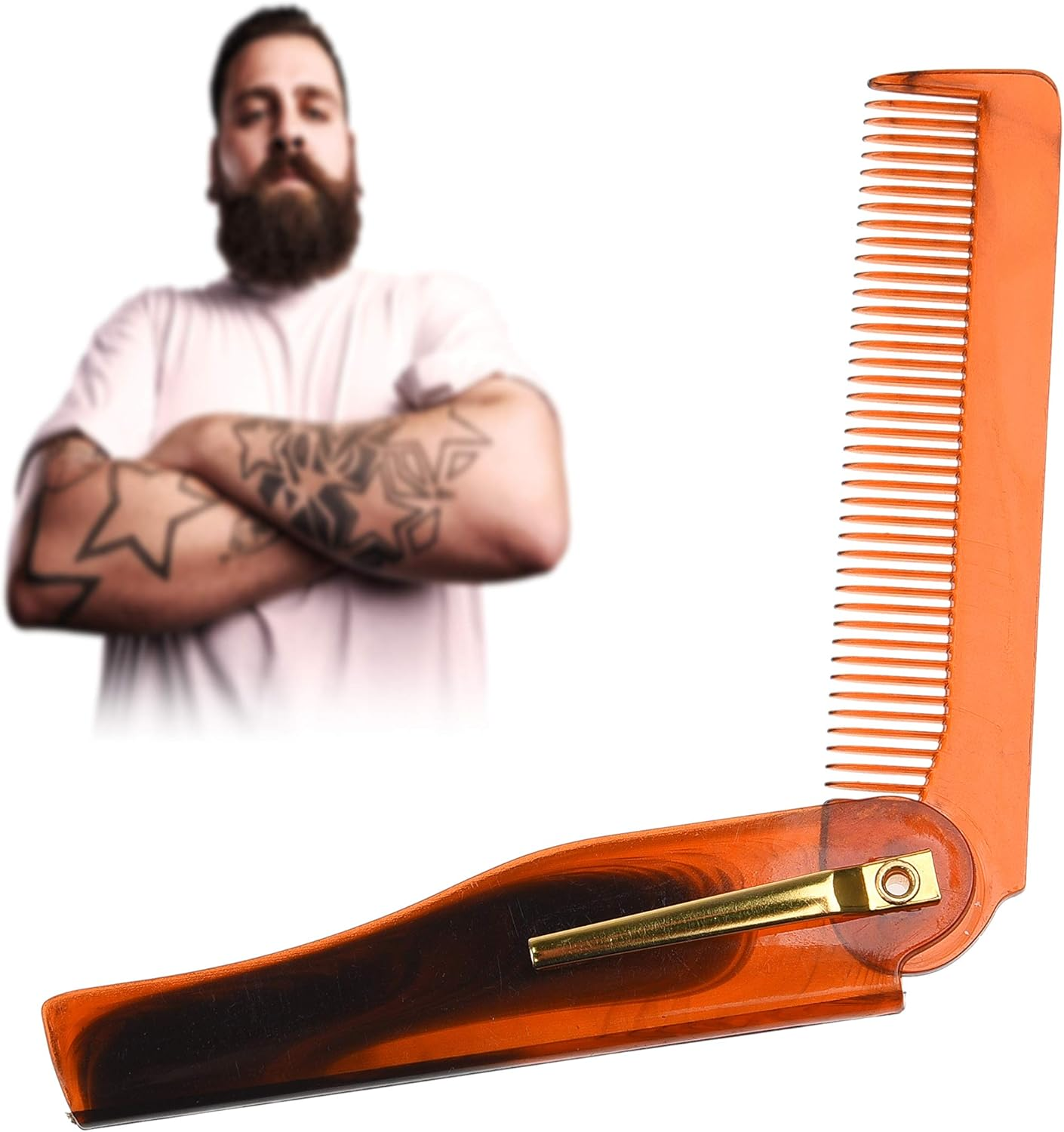 Kare & Kind Folding Pocket Comb for Men - 4 Pc Fine Tooth Comb (2 Brown and 2 Black Set) - for Styling Hair, Mustache, Beard - Men'S Grooming - Ideal Gift image number 5