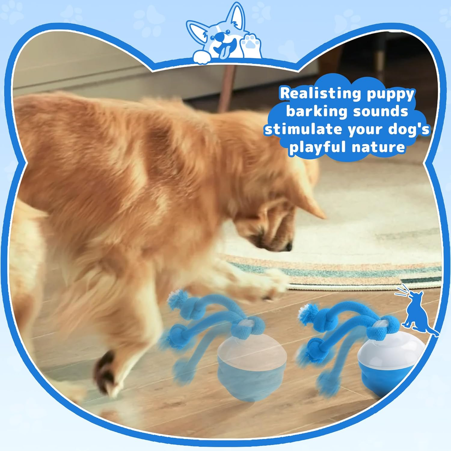 JORAGO Interactive Dog Toys - Automatic Moving Dog Ball Chew Toy, Squeaky Rolling Ball Pet Toys for Small/Medium/Large Dogs for Indoor/Outdoor Boredom Enrichment, USB Rechargeable Puppy Daily Training image number 5