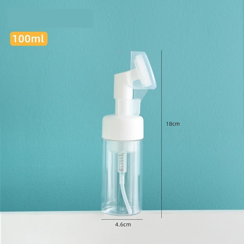 2 Pcs Pump Dispenser,Soap Foaming Bottle Mousse Foam Bottle Facial Cleanser Pump Dispenser with Silicone Foam Massage Clean Brush Head, Suitable for Face Wash Foaming (Transparent, One Size) image number 2