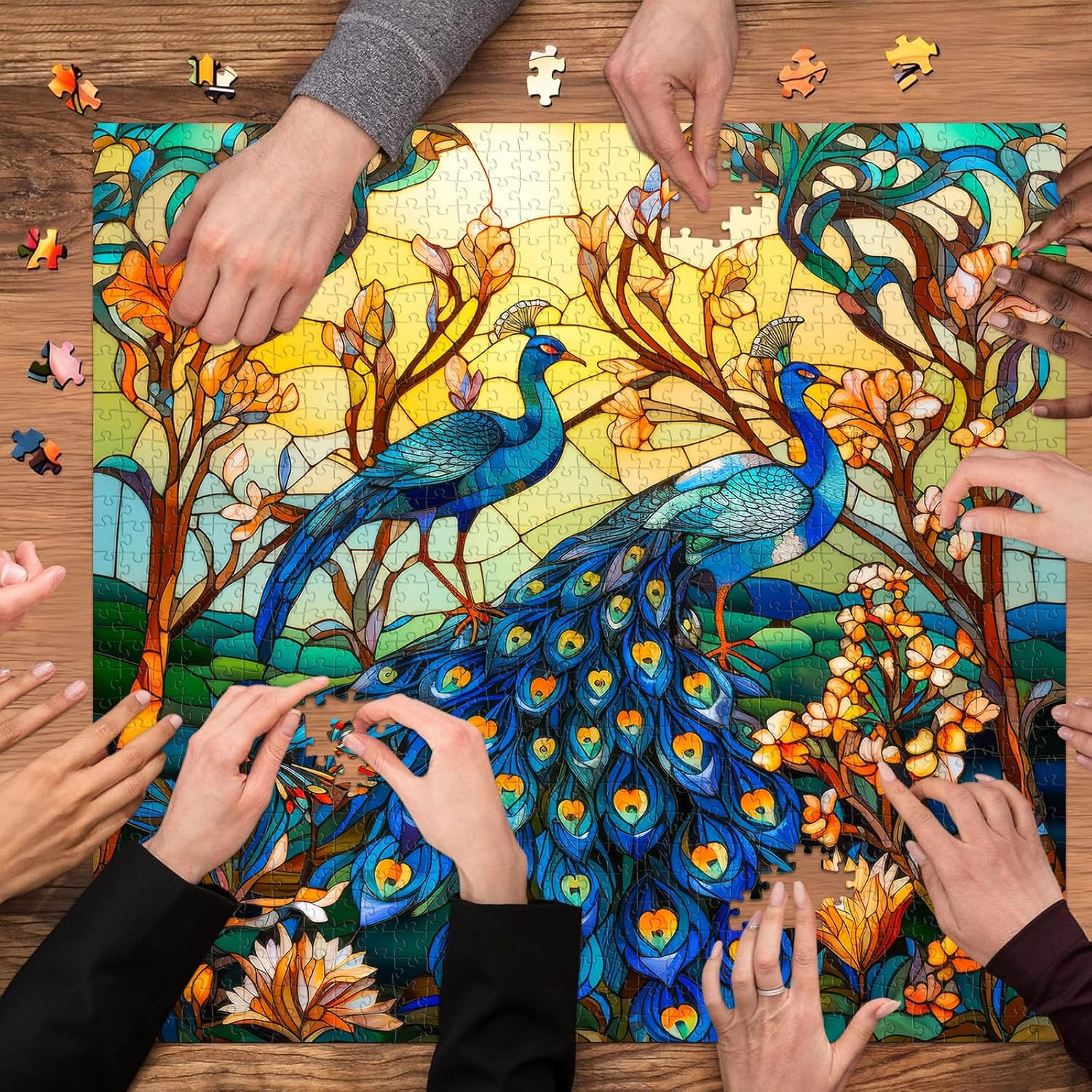 HUADADA Jigsaw Puzzles for Adults 1024 Pieces Jigsaw Puzzle for Adults Interesting Toys Brain Teaser Jigsaw Puzzles Birthday Graduation Gifts, Impossible Puzzle, Challenging Game - Colorful Peacock image number 3