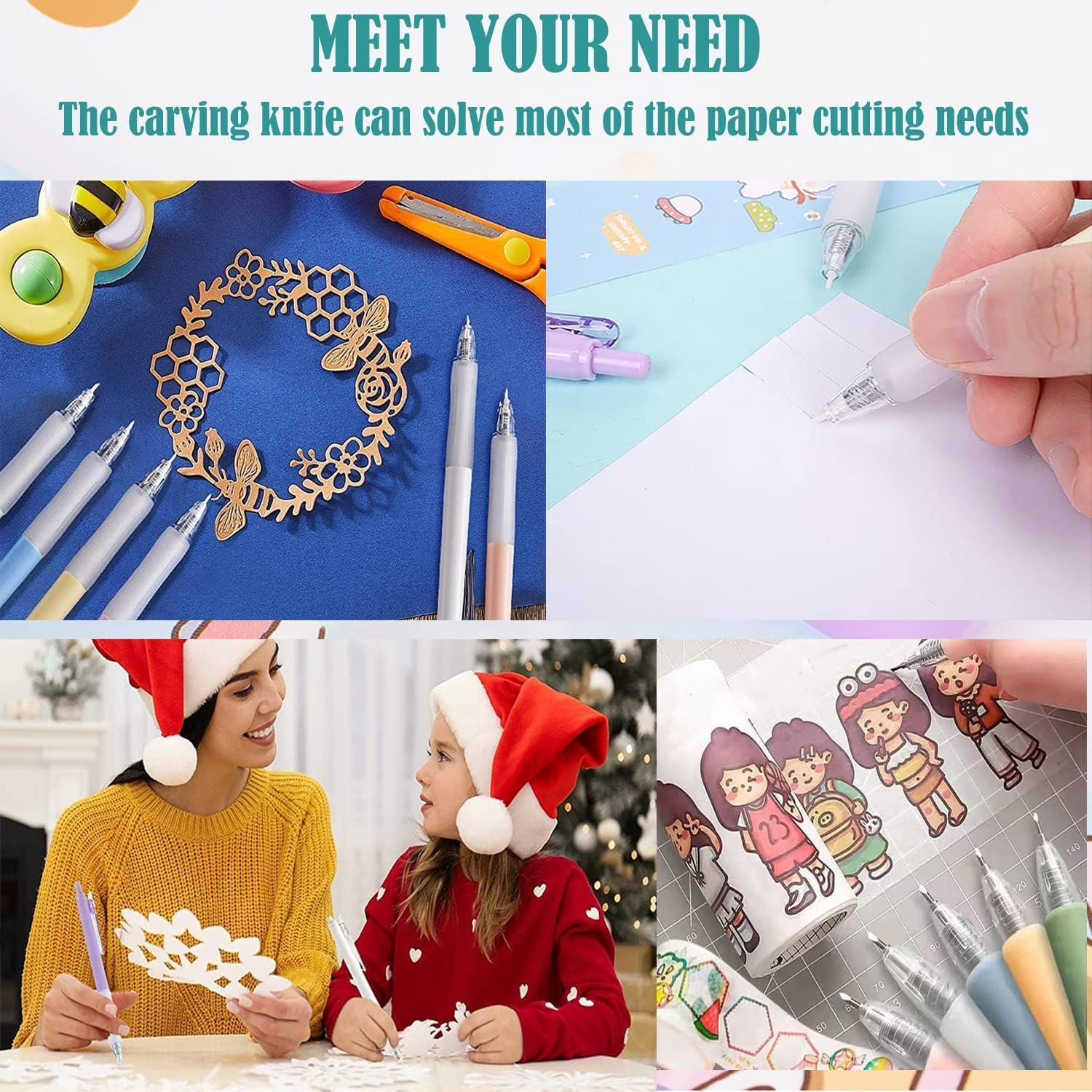 KEWAYO 5Pcs Craft Knife Pen Utility Knife Pen Retractable with 20 Pcs Replacement Blades Precision Paper Cutting Carving Tools for DIY Drawing Scrapbooking image number 4