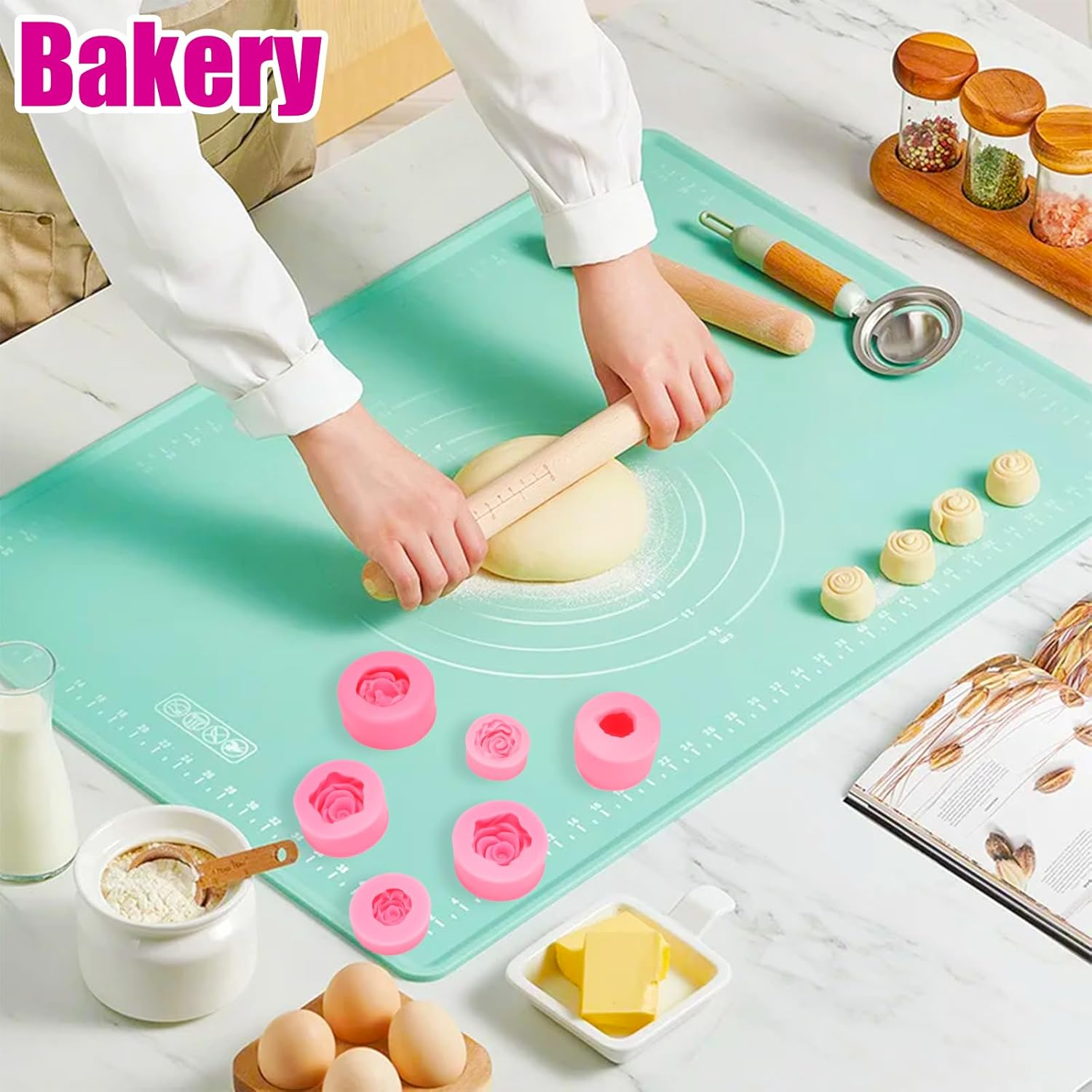 6 Pieces Flower Silicone Molds,Flower Molds,Flowers Fondant Mold,Rose Candle Mold for Candle Soap Making Cake Decorating Candy Chocolate Gum Paste Polymer Clay image number 3