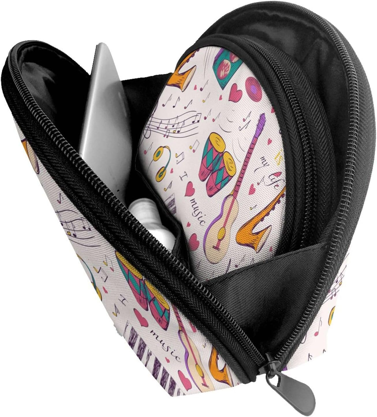 Cozimangoe Coin Pouch Makeup Bags Set, 2 Piece Shell Shape Cosmetic Bag with Pockets for Daily Travel Handbag Lipstick Keys Toiletry, Personalized Music Records Blues Music Is My Life Theme image number 6