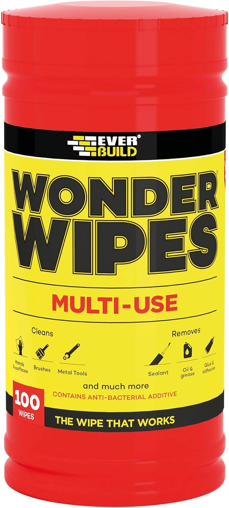 SIKA Everbuild Wonder Wipes Trade Tub of 100, Cleaning Wipe, Rectangular, Unscented, Electronics image number 2