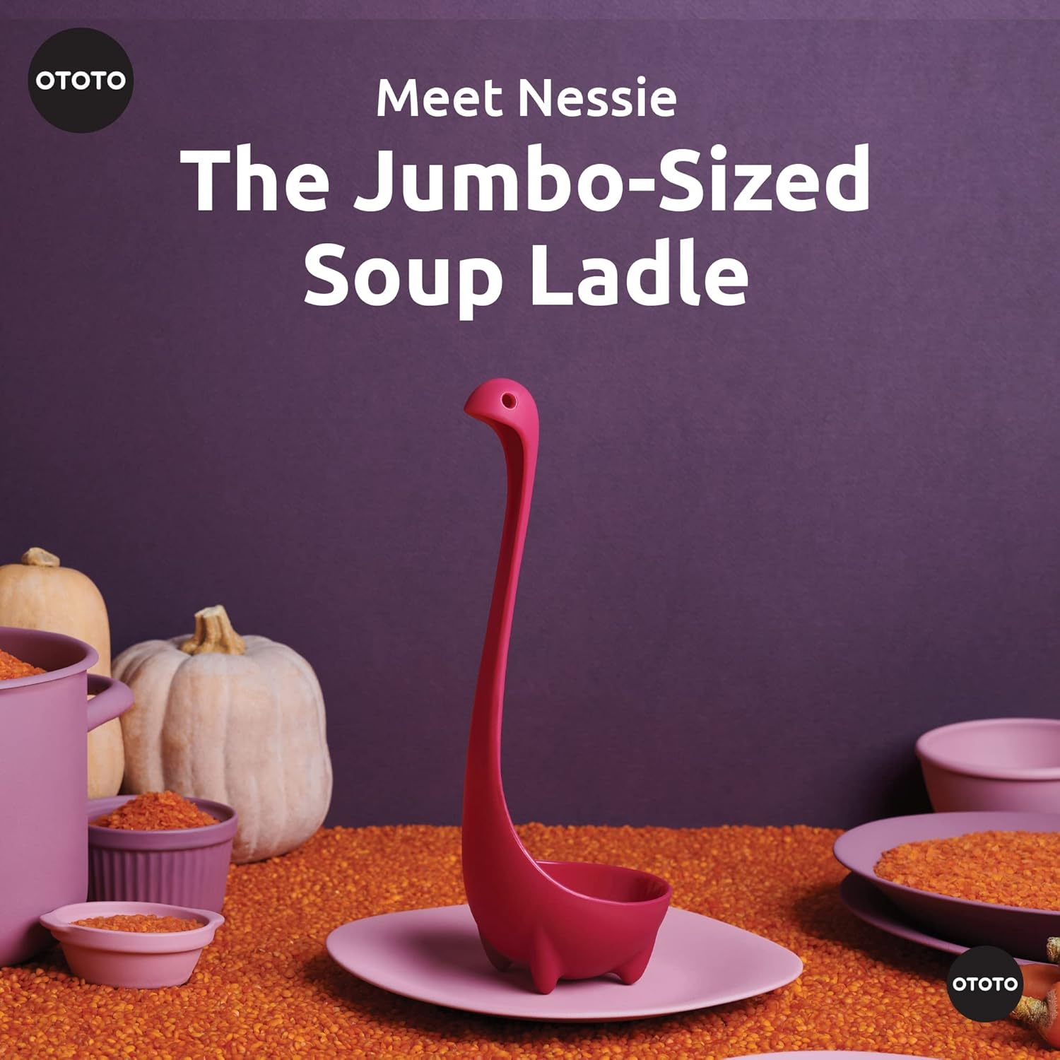 OTOTO Design Jumbo Nessie Ladle Purple Otto Nessie Ladle Kitchen Pot Soup Tablespoon Cooking image number 3