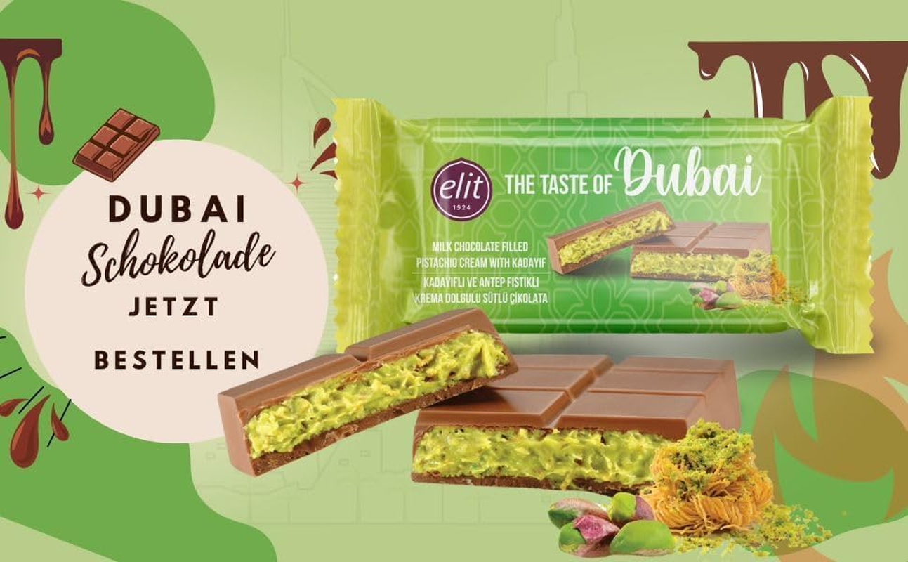 Dubai Chocolate Bar Pistachio Knafeh &ndash; Premium Milk Chocolate with Roasted Pistachios and Crispy Knafeh, (2Pcs X 90Gr)