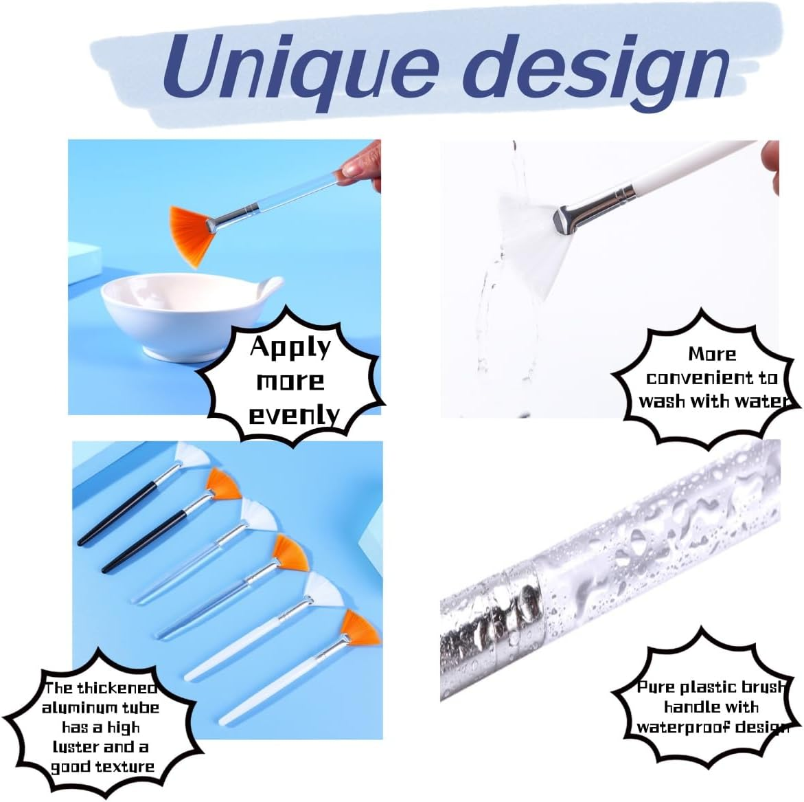 Zxjsisy 4 PCS Face Mask Brush, Mask Applicator Brushes, Sex and Hairless Moisturizing Application Tools, Soft Mud, Clay and Charcoal Mixed Mask Brushes image number 4