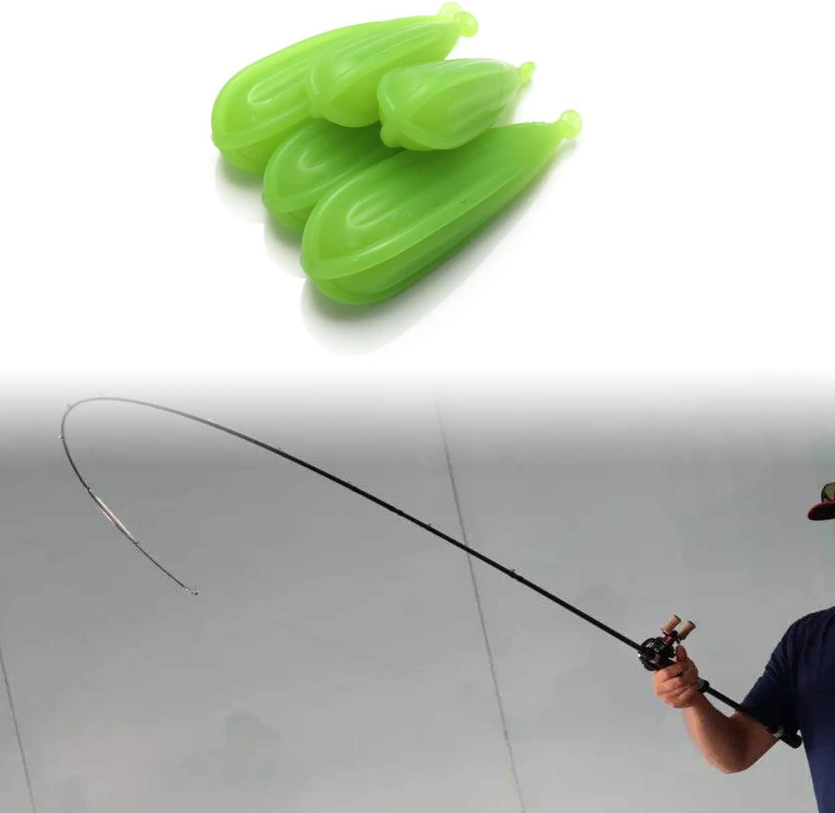 DGHAOP 5IN1 Fishing Practice Casting Plugs Suitable for Improving Casting Skill, 5 Mixed Sizes Luminous Bait Casting Practice Plug 7/10/12/15/20G image number 3