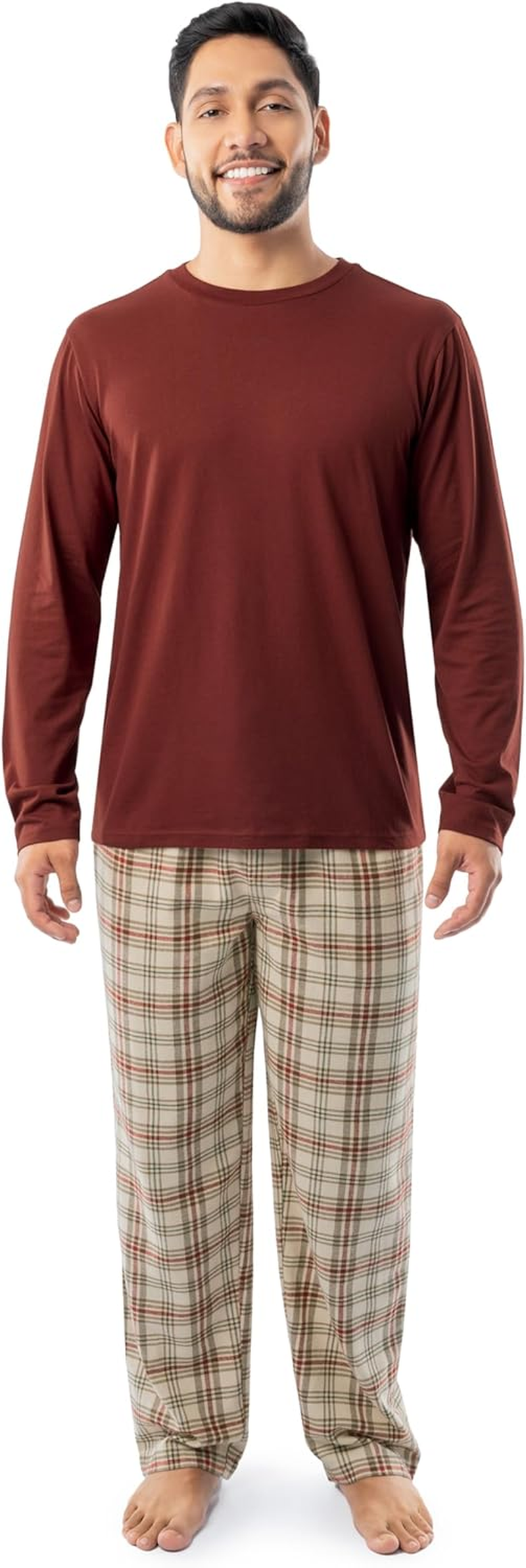 Fruit of the Loom Men'S Jersey Knit Top and Flannel Pant Pajama Sleep Set image number 2