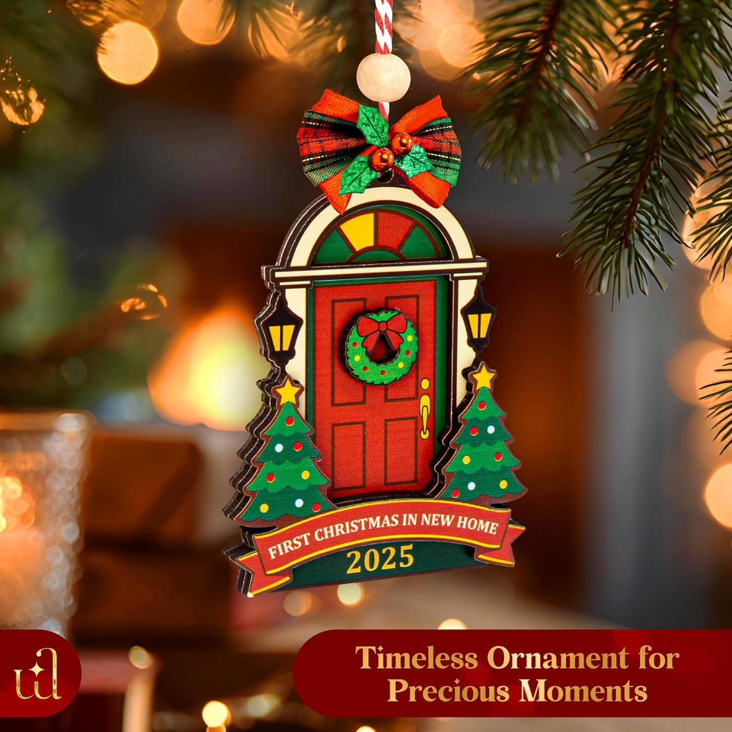New Home Ornament 2025 - Our First Home Ornament 2025 for Christmas Tree Decorations, Christmas Ornaments New Homeowner Gifts Ideas, House Warming Gifts for Couples - Brown image number 5