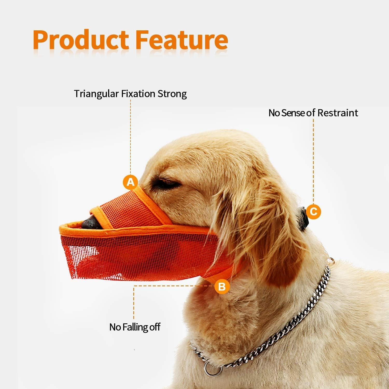 Dog Muzzle Soft Nylon Muzzle, Adjustable Breathable Mesh Dog Muzzle for Anti-Biting Anti-Barking Licking image number 2