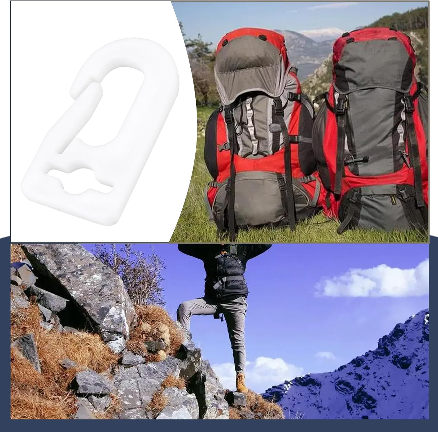 20Pcs White Plastic Carabiner Hook Flag Hooks Plastic Flag Pole Clip Snap Suitable for Flagpole Flags within 18Mm Width Accessories Tool image number 3