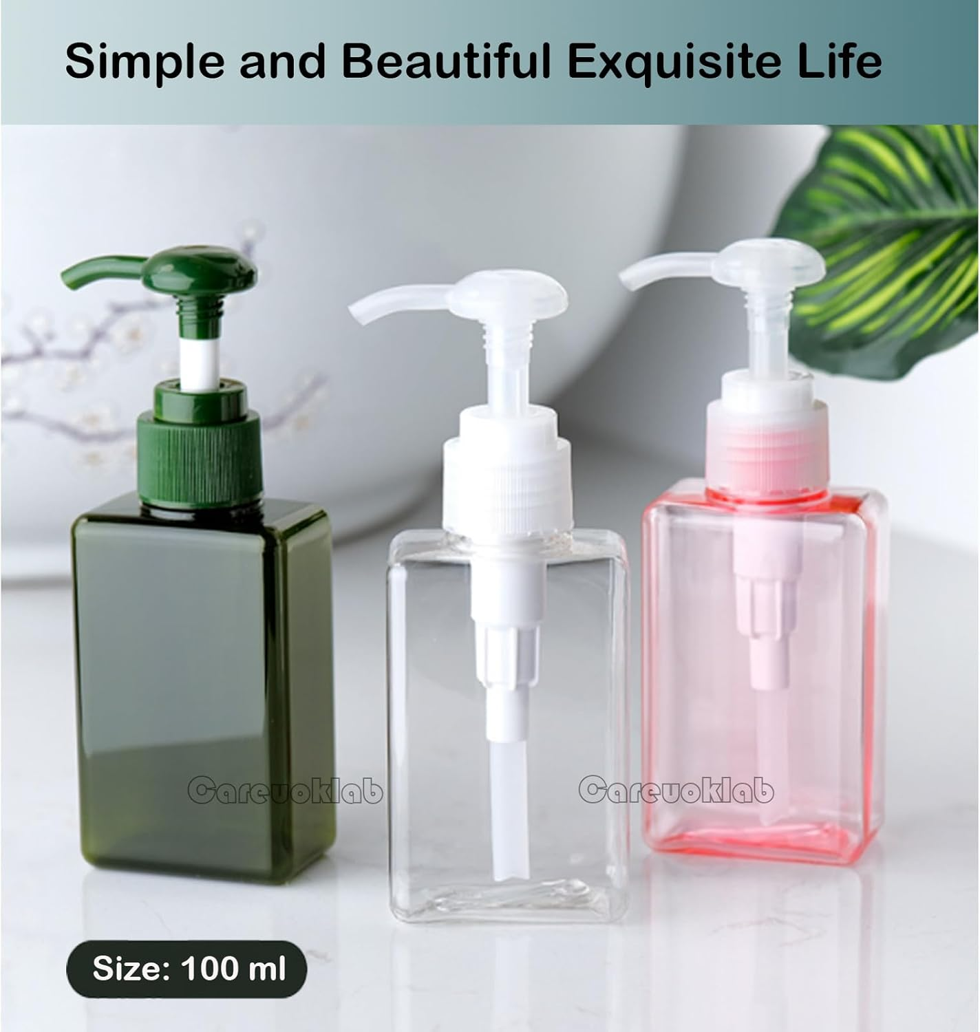 6 Pack 100Ml Travel Pump Bottles Set, Refillable Toiletries Containers, Pump Dispensers for Travel Shower and Sitz Bath, Shampoo Body Lotion Cosmetics image number 4