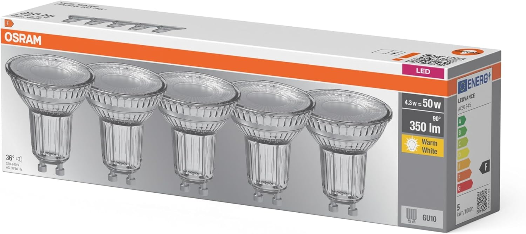 OSRAM LED Base PAR16 4.3 W 827 GU10 image number 3
