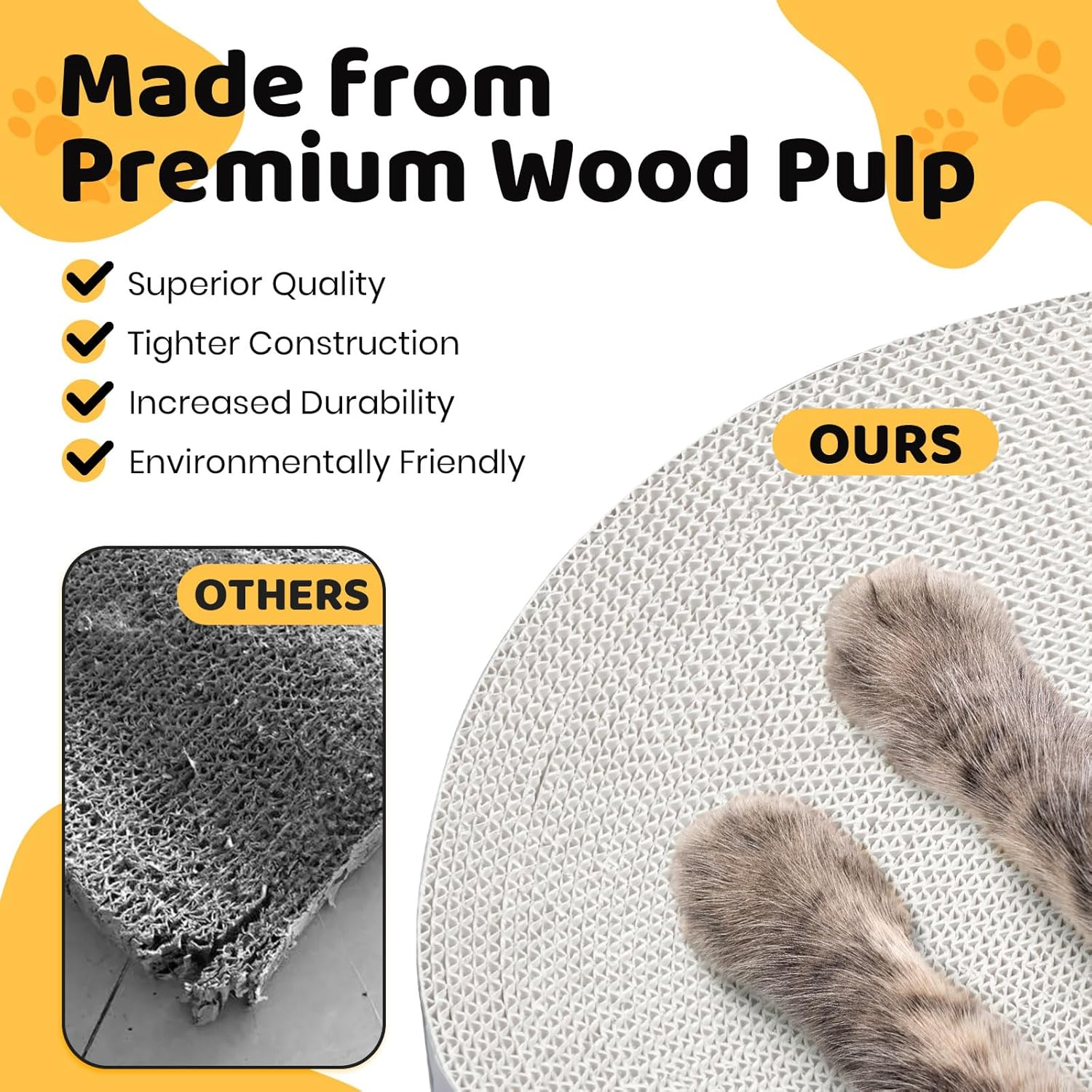 Happy&Polly round Cat Scratcher Cardboard Bed - Double-Sided Scratching Pad for Indoor Cats, Furniture Protector, Scratch Deterrent - White - Cat Scratcher Bed-Black image number 2