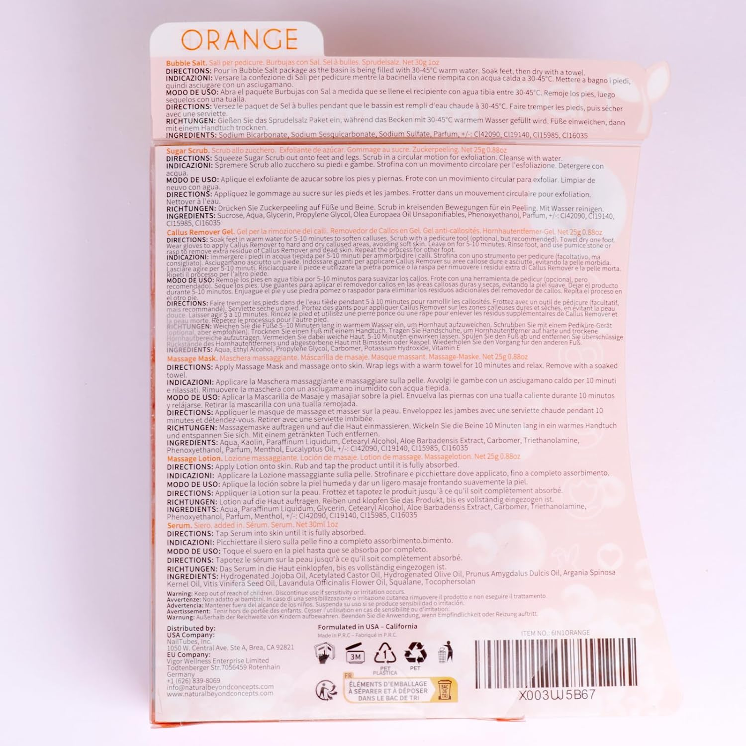 Nbc Beautilab Pedicure Kit Foot Soak Set: Bubble Salt, Sugar Scrub, Massage Mask, Massage Lotion in a Box, 4 Step Foot Spa Kit for Dry Feet, Softens Calluses, Soothes Sore and Tired Feet (Mango) image number 5