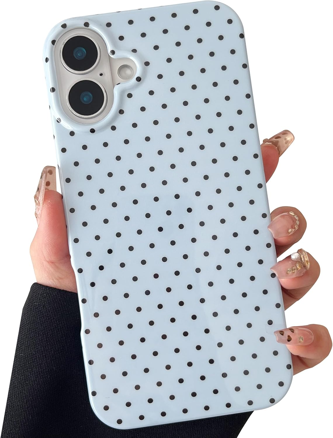 TQLGY for Iphone 15 Case Cute Polka Dot Phone Case Soft TPU Slim Shockproof Protective Cover for Women Girls, Pink