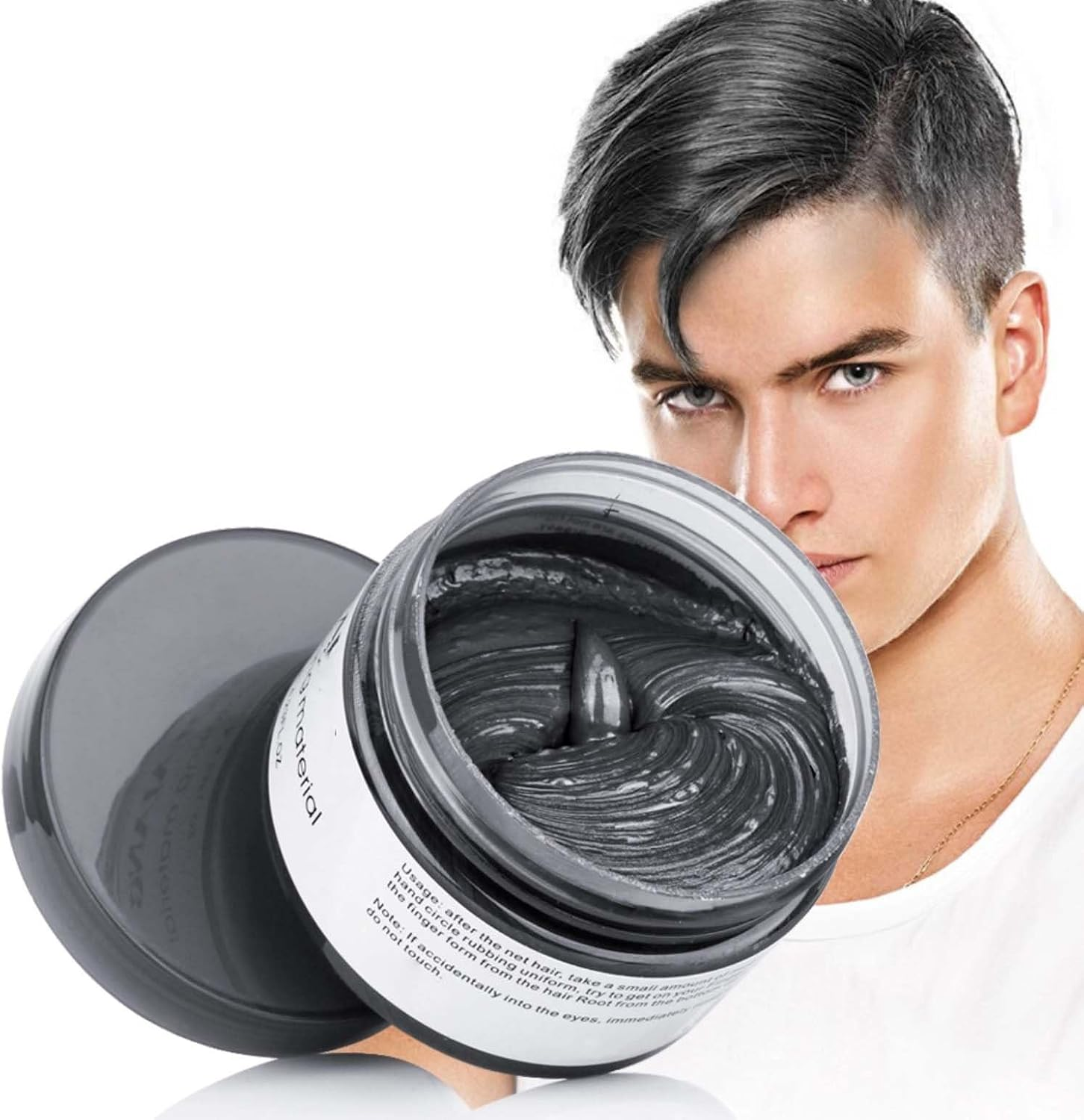 Mofajang Silver Grey Hair Color Wax, Natural Hairstyle Wax 4.23 Oz, Temporary Hairstyle Cream for Party, Cosplay, Halloween, Daily Use, Date, Clubbing (Silver Grey)