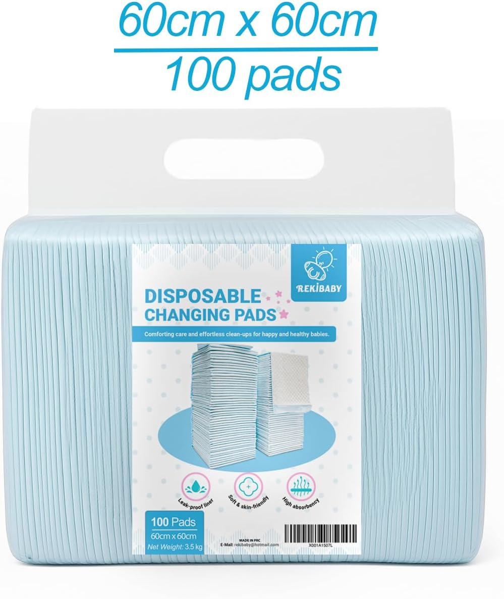 Disposable Underpad 60Cm X 60Cm, Pack of 100, Disposable Changing Pads for Baby and Pet Waterproof Diaper Changing Pad Breathable Underpads Bed Table Protector Mat image number 4