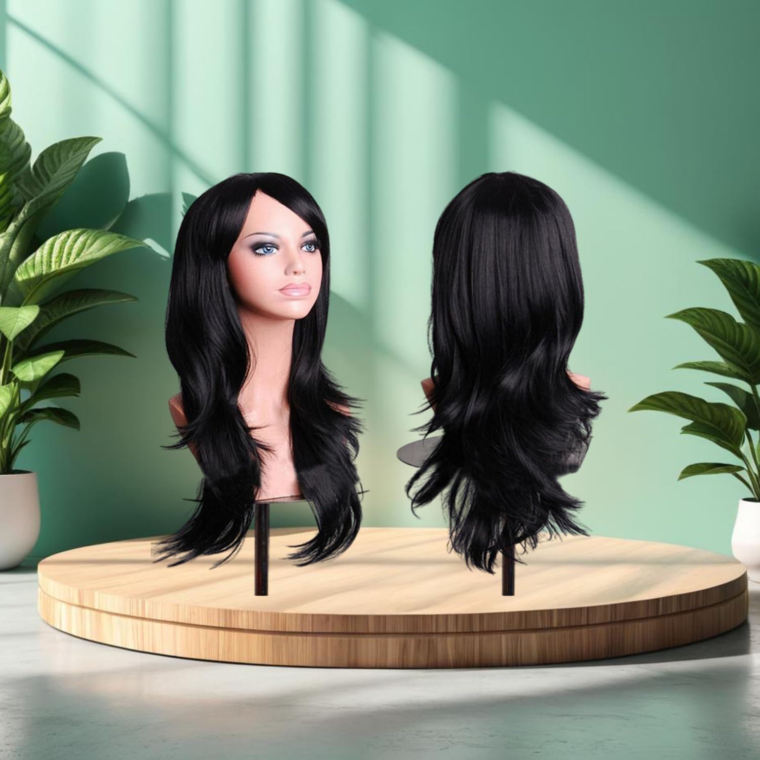 Long Curly Wig Party Wigs for Women Synthetic Heat Resistant Fiber Cosplay Wigs (Black 27In) image number 1