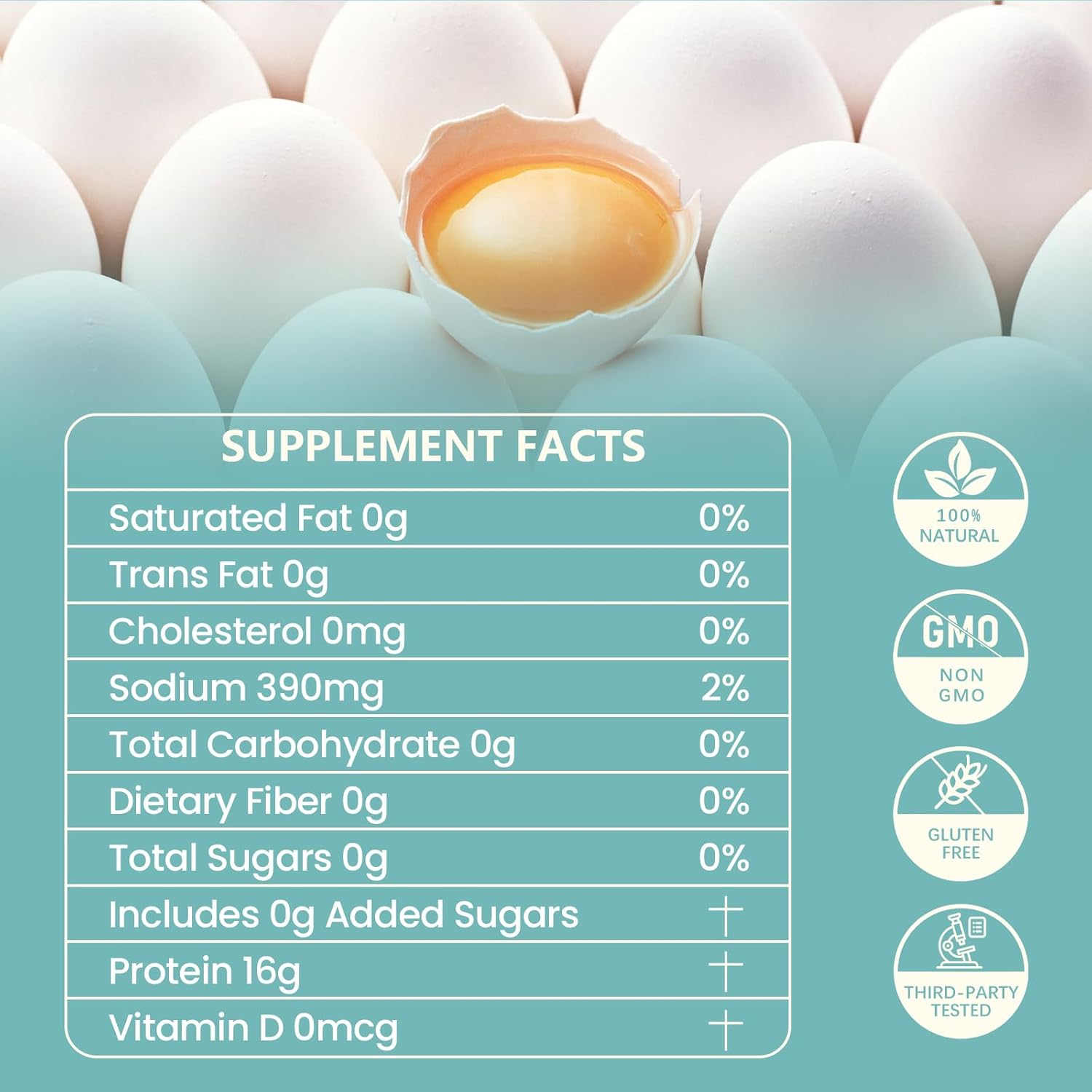 Egg White Protein Powder, Egg White Powder, High-Quality Protein for Muscle Recovery, Baking, Cooking, Non-Gmo, Gluten-Free, Unflavored, 283G (10 Oz)