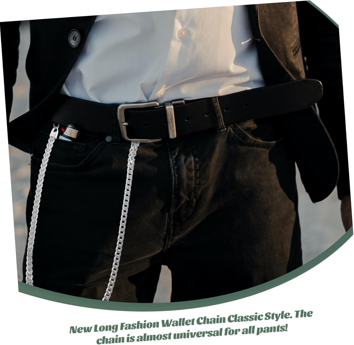 Tofficu Mens Pants Chain Sterling Silver Key Chain for Dance Boys Pocket Accessory image number 4