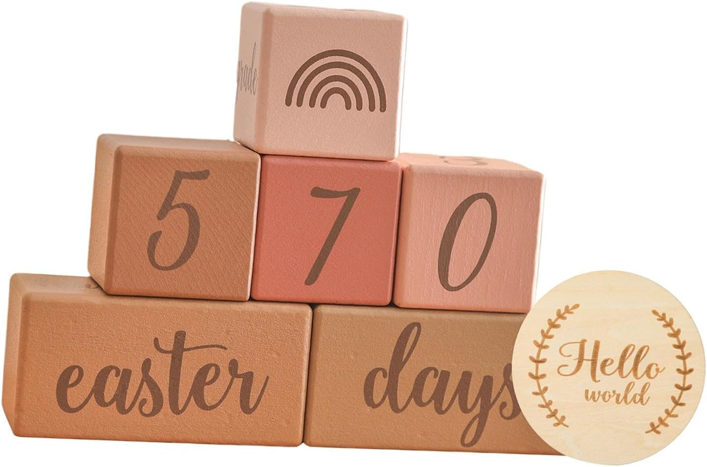 Milestone Blocks Set Memories, Growing up Newborn Keepsake Commemorative Week Month Year Decoration Boys or Girls Photo Props, Pink image number 1