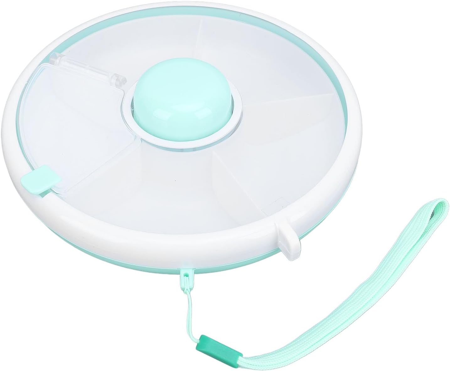 Rotating Snack Container, Large Capacity Sealing Fruit Storage Box with Lid, 360&deg; Rotating, Dampproof, 5 Compartment Dispenser for Kids (Pink)