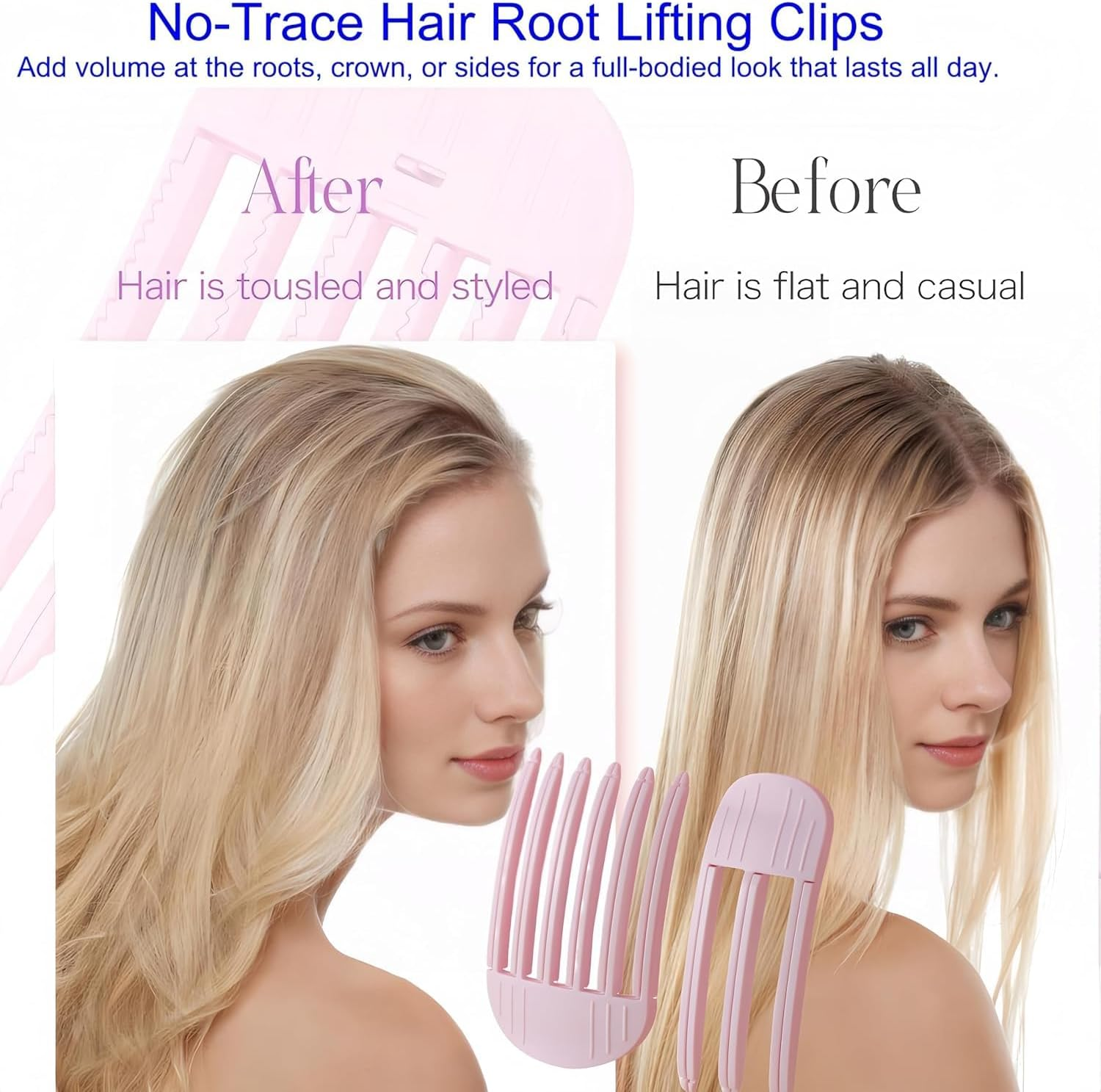 2Pcs Hair Root Lifting Combs Set,Wind Shaping Styling Combs for Fluffy Bangs,Fluffy Bangs Styling Comb, Wind-Sweat Styling Comb (Pink) image number 4