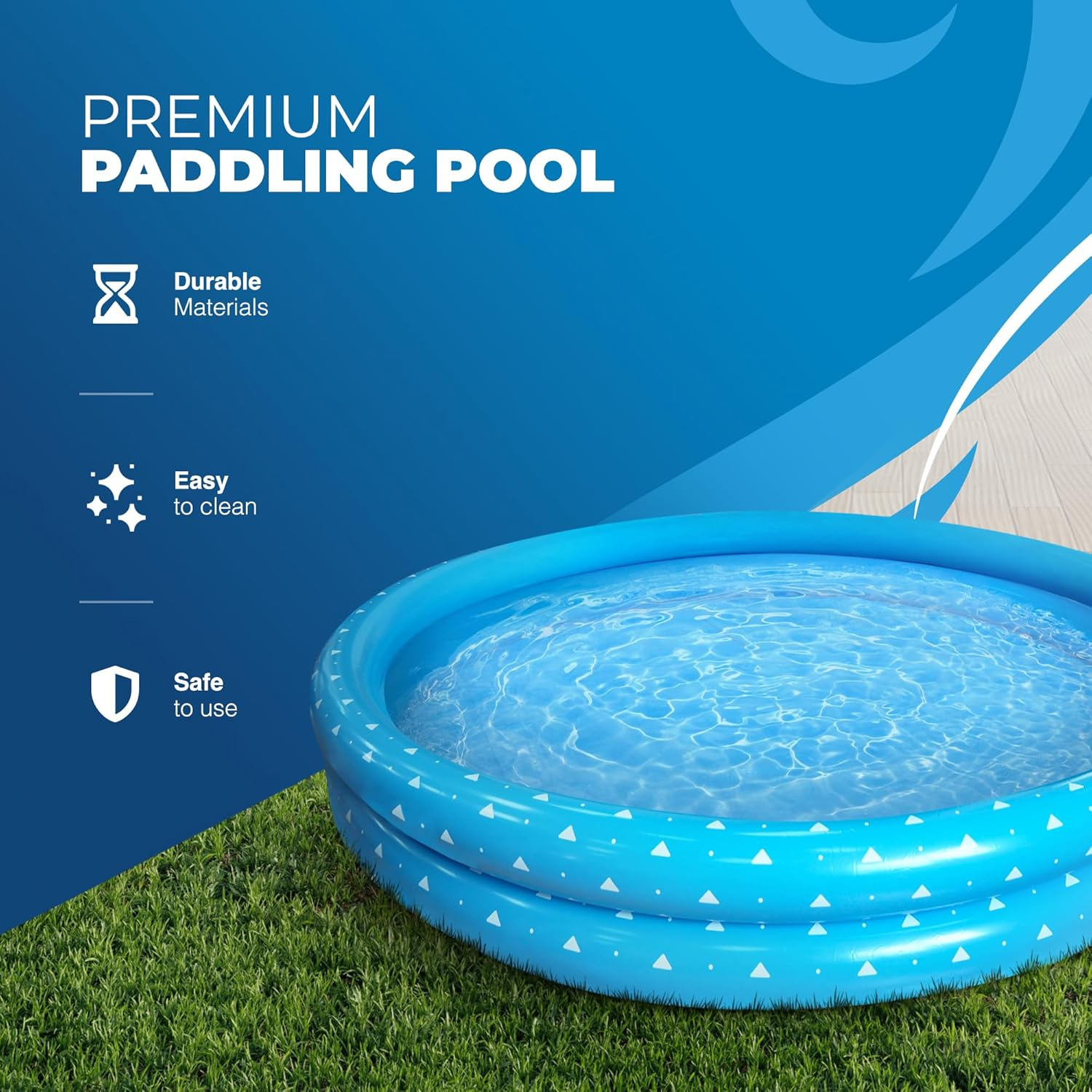 Scoosh Premium Inflatable Swimming Pool, Easy to Inflate Paddling Pool for Kids and Adults, Air Pump & Repair Patch Included, Waterproof Bag Provided for Storage (6FT - DOTTED)