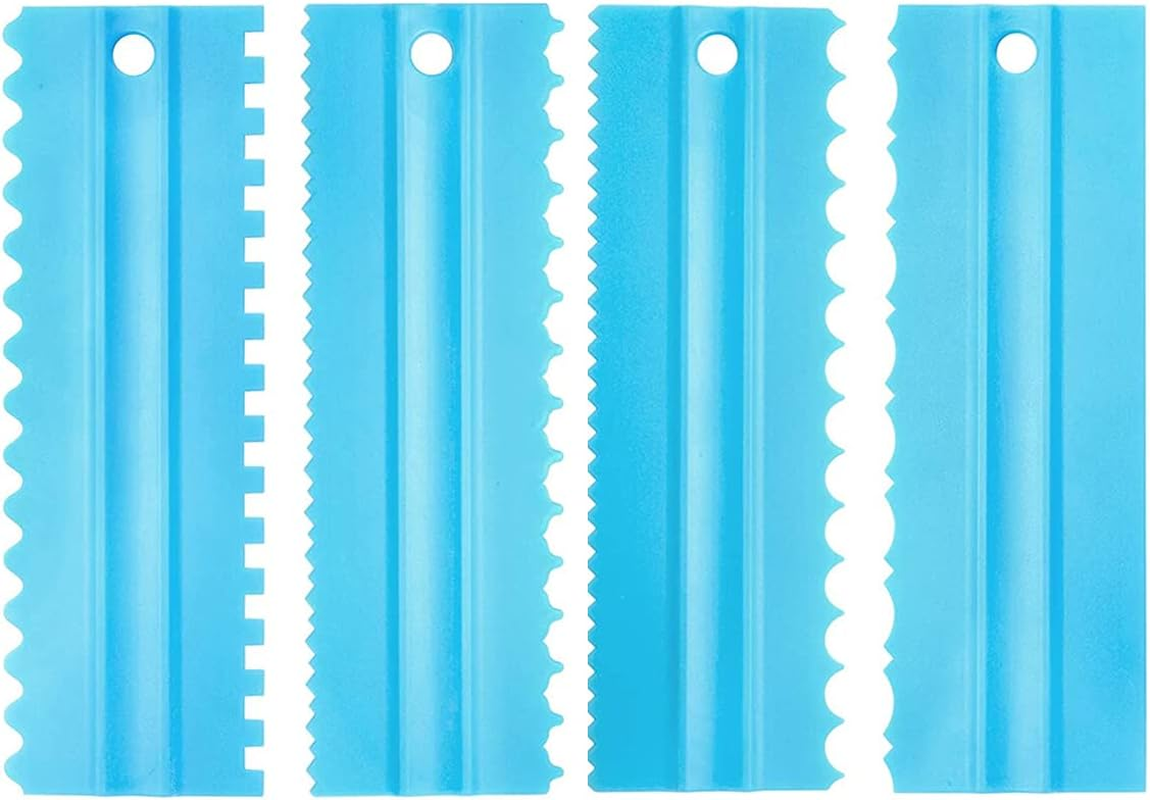 WELANE Cake Scraper, 4 PCS Double Side Cake Smoother Scraper for Mousse Butter Cream Cake Decoration (8 Kind) image number 5
