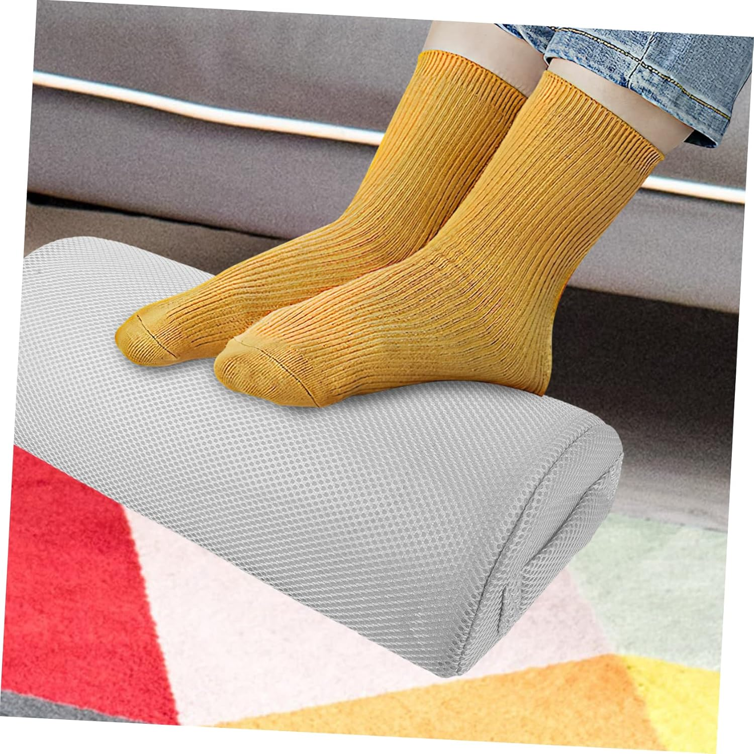 AUTSUPPL Leg Support Pillow for Sleeping Comfortable Knee Pillow for Portable Semi Roll Cushion for under Knees High Resilience Footrest Grey Mesh Cover image number 6