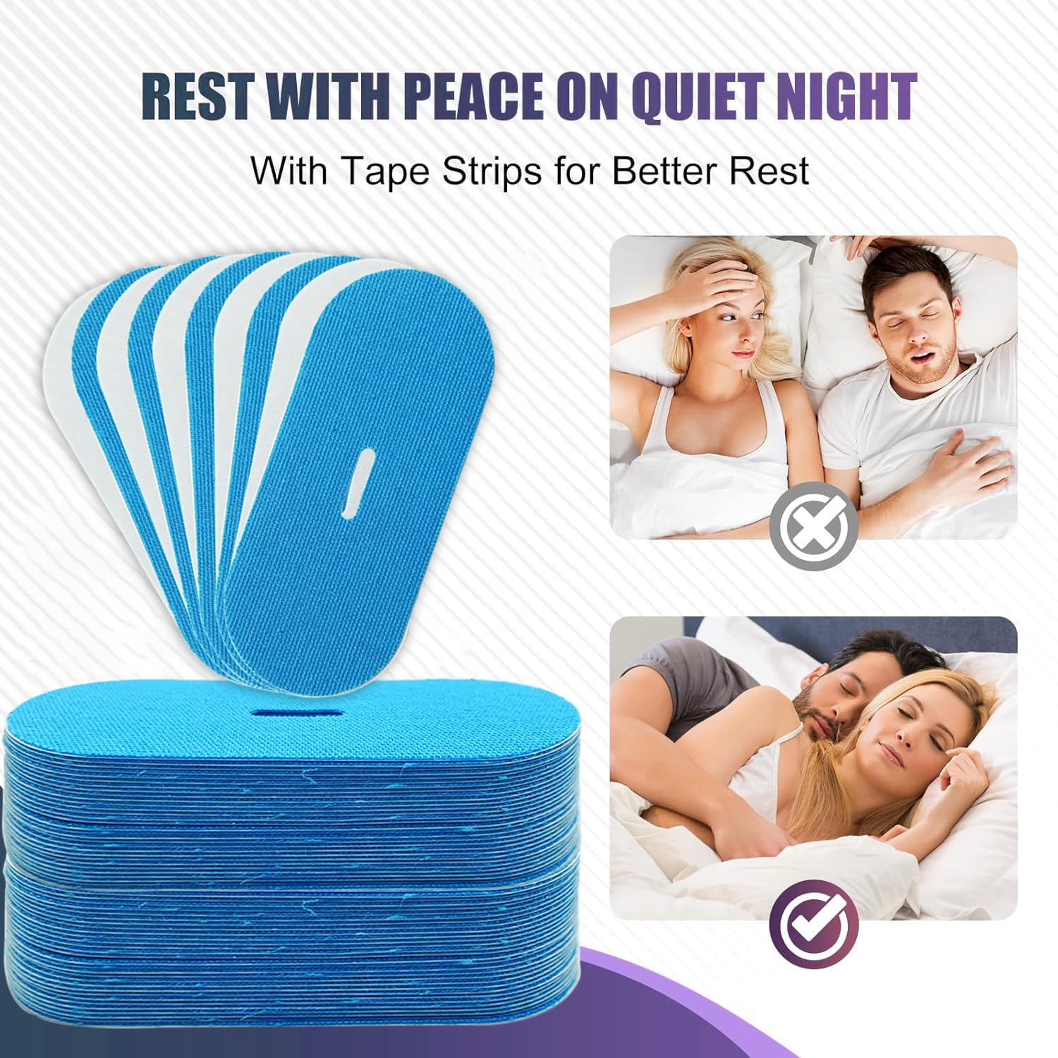 60 Count Mouth Tape for Sleeping, anti Snoring Sleep Tape - Improved Nose Breathing, Pain Free Removal, Hypoallergenic, Latex Free & Gentle on Skin - Adhesive Cotton Tape