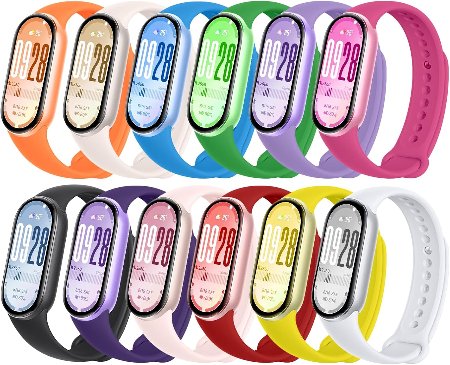 Msksjer Sports Bracelet Compatible with Xiaomi Smart Band 10/9/8 Women Men Soft Silicone Comfortable and Breathable Replacement Strap for Xiaomi Band 10/9/8 image number 5