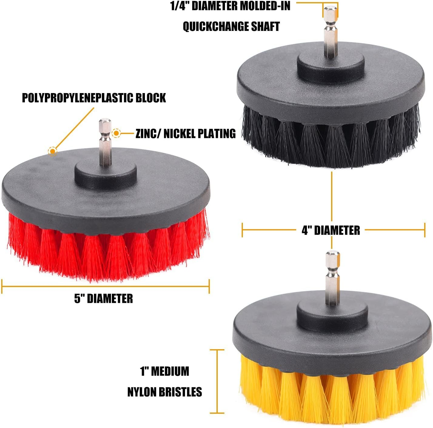 Masterspec 15PCS Drill Brush Kit Car Cleaning Attachment Set Sponge Scrubber Scrub Brush Kits with Extend Holder image number 3