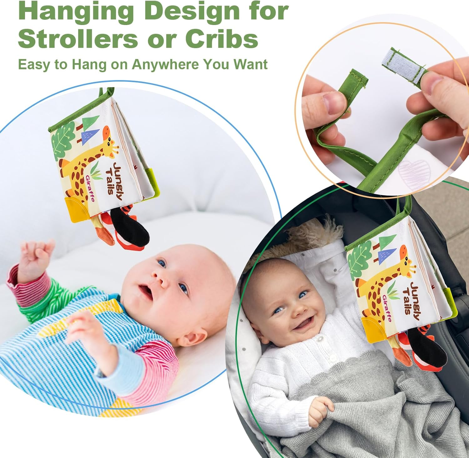 Coolplay Baby Sensory Toys 0-6 Months, Baby Animal Tails Books Toys Crinkle Books 6-12 Months Toddler Soft Cloth Book for Newborn image number 3