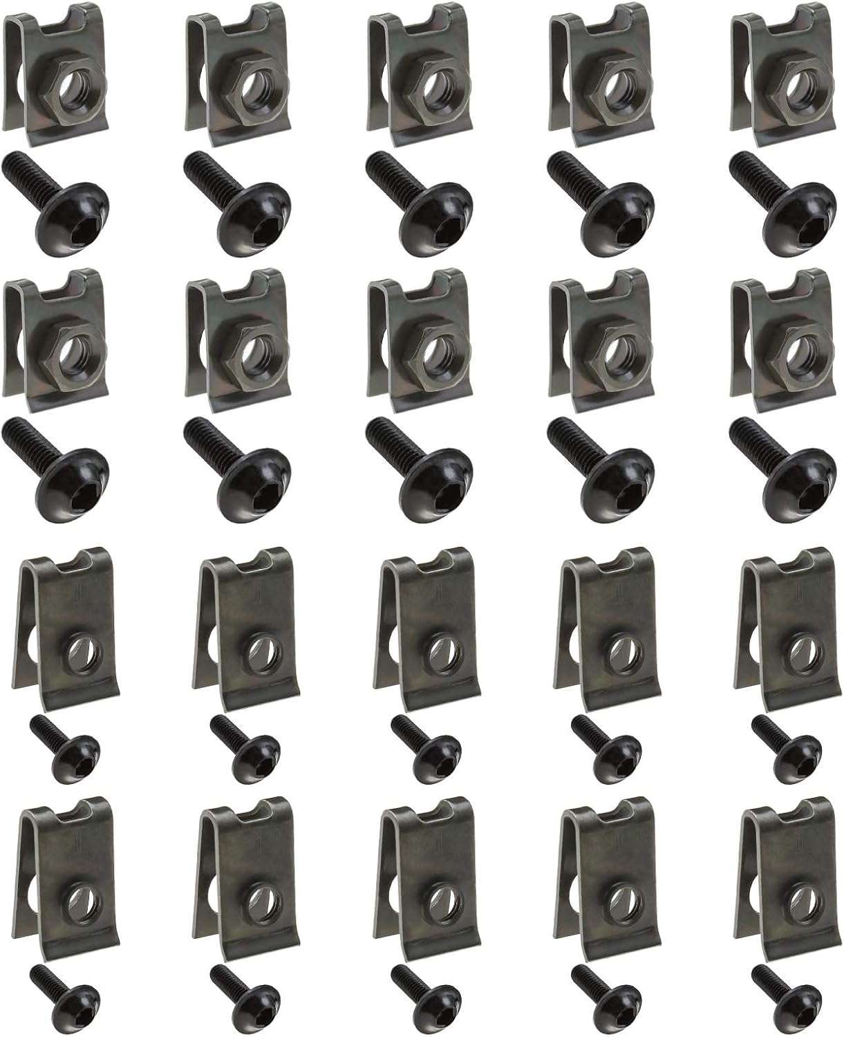 Emsea 40Pcs Motorcycle Fairing Bodywork M5 M6 Bolts & Spring Spire Speed Fastener Clip Nuts Kit Fit for Most Motorbikes Black image number 2