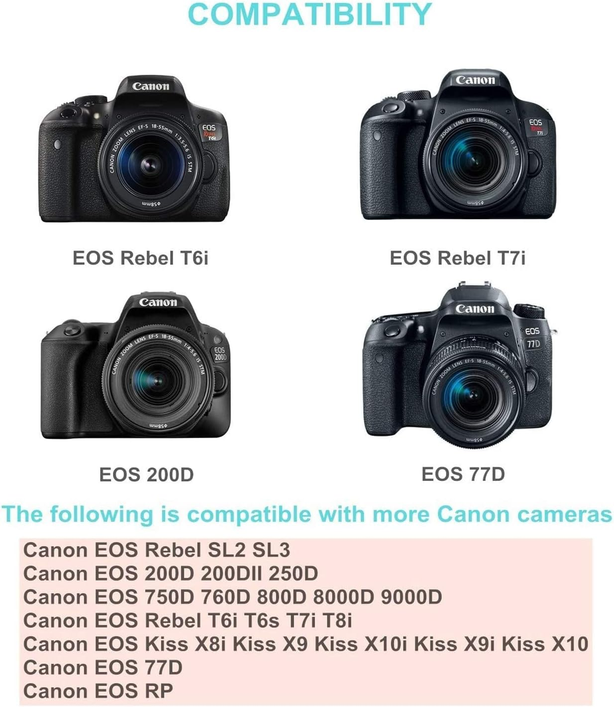 Kimaru ACK-E18 AC Power Adapter LP-E17 Dummy Battery DR-E18 DC Coupler Kit for Canon EOS Rebel RP R8 R10 R50 R100 SL2 SL3 T6I T6S T7I T8I 200D 200DII 250D 750D 760D 800D 77D 8000D Cameras. image number 2