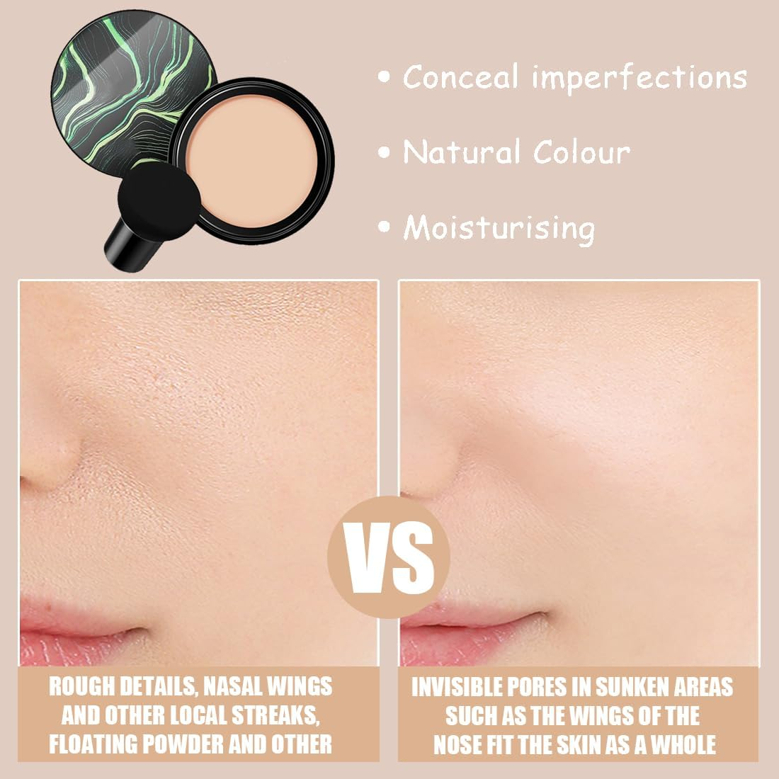 Mushroom Head Air Cushion CC Cream, Mushroom Head Air Cushion CC Cream, Cushion Foundation Concealer Make-Up, Even Skin Colour for Face and Neck, Makeup for All Skin (Natural Colours) image number 3