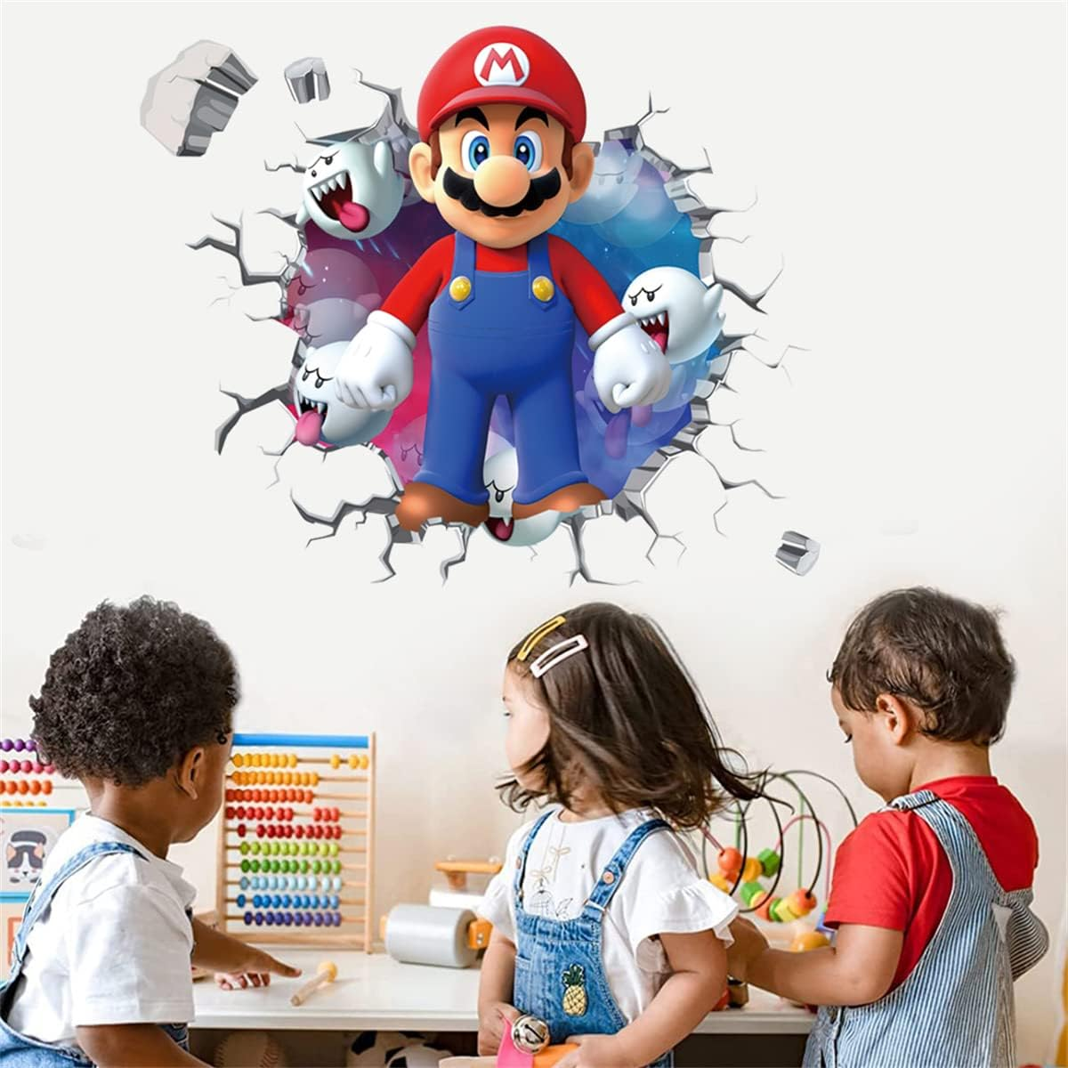 Mario Brothers Wall Decals Children Cartoon Bedroom Background Decoration PVC Wall Decor for Boys Room Living Room (Size 23.7 X 17.7 Inch) image number 4