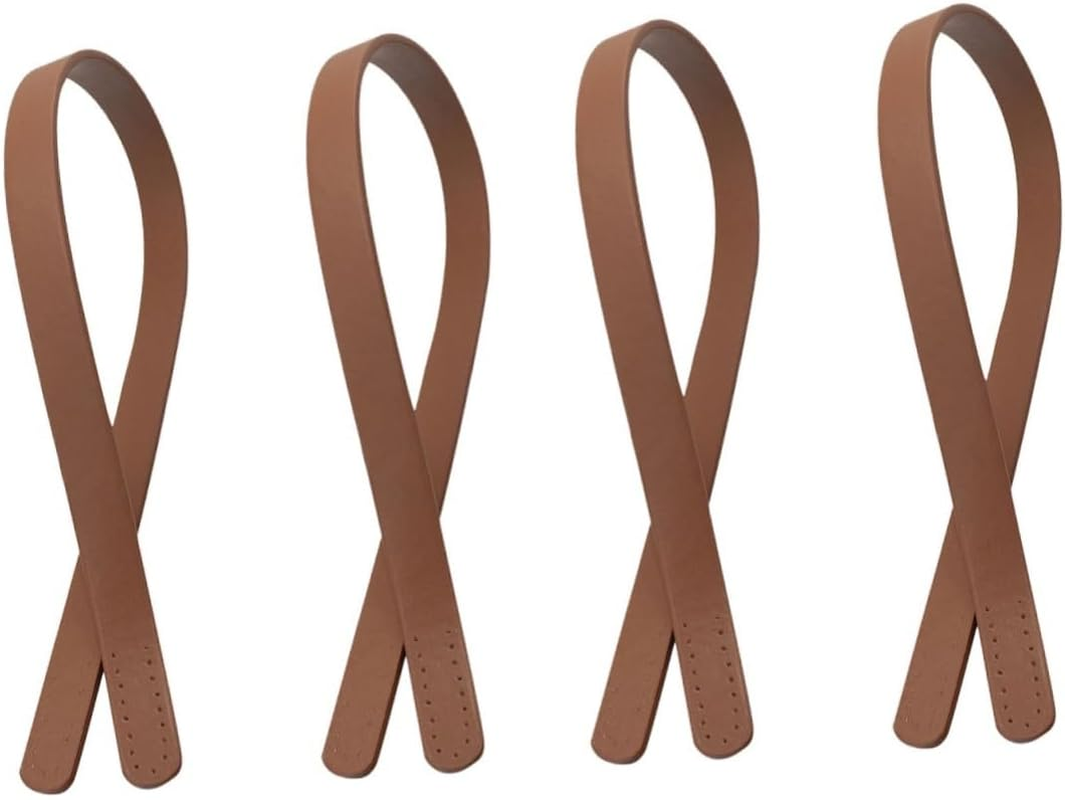 LALAFINA 4Pcs Pu Leather Handbag Handles Replacement Strap Bag Belt for Women Tote Bag Handstitch Porous DIY Pouch image number 5