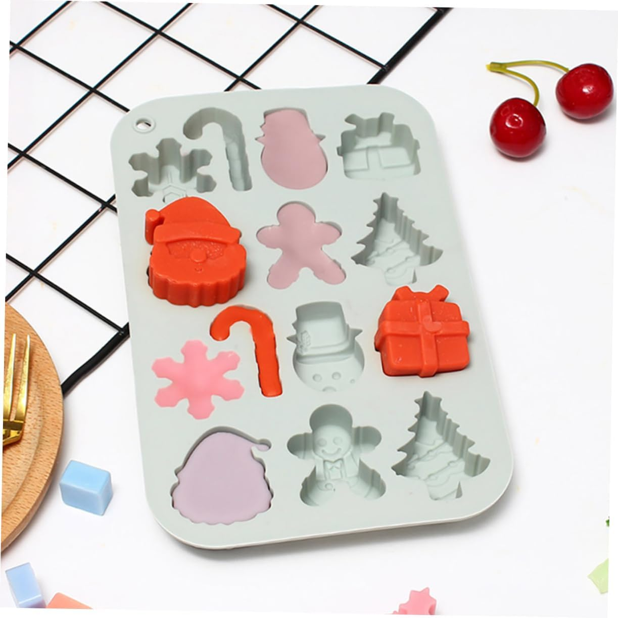 2Pcs Christmas Molds Silicone DIY Molds for Cookies Chocolates Fondant Baking image number 2
