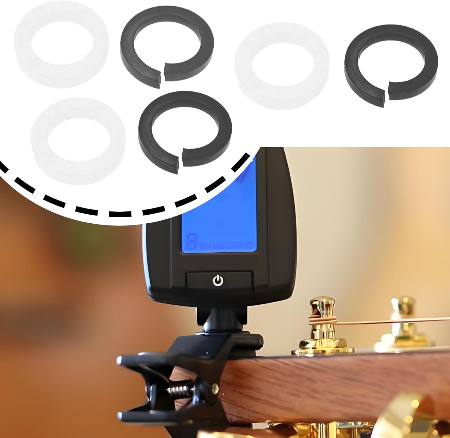 12 Sets Guitar Tuner Handle Button Washers 4X6.3Mm Guitar Peg Spacer Tuning Peg Gasket for Most Electric Guitars and Acoustic Guitars image number 5