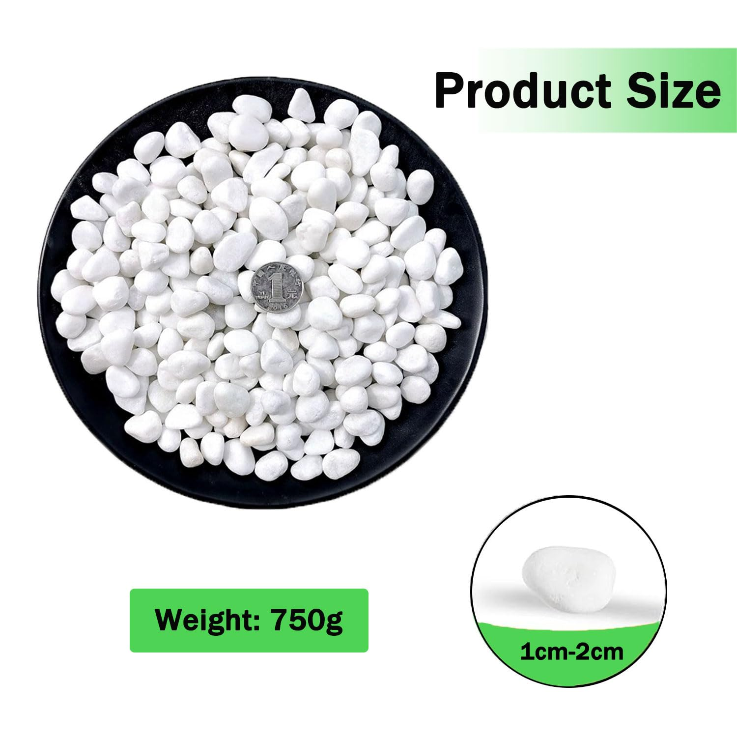 1.65Lb White Pebble for Plants, 1-2Cm Indoor Terrarium Gravel, River Rocks Polished, Vase Fillers Succulents Cactus Bonsai DIY Garden Landscaping Outdoor Stones for Aquarium, Fish Tank Decor image number 4