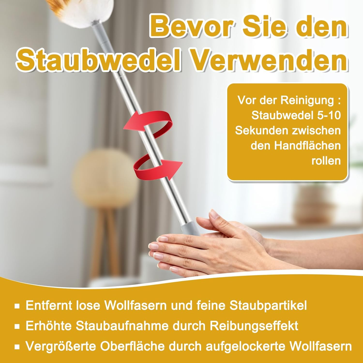 RANJIMA Duster, Telescopic Washable Cobweb Broom with Telescopic Handle, Long Extendable up to 2.4 M for High Ceilings, Ceiling Fan, Ceilings, Cobwebs image number 6