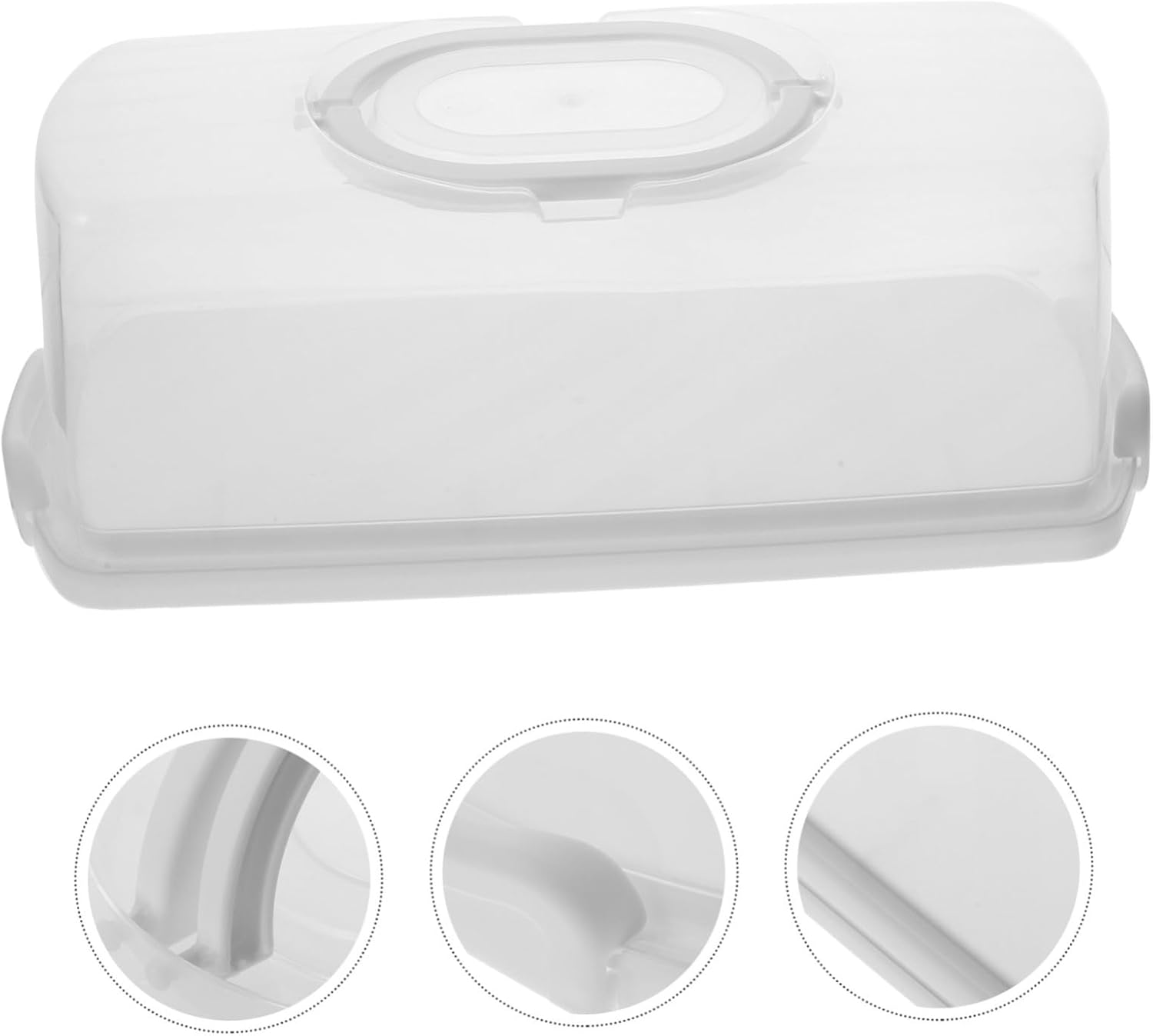Hoement Bread Storage Box Rectangular Bread Carrier Lid and Handle Airtight Cake Container Reusable PP Material image number 5