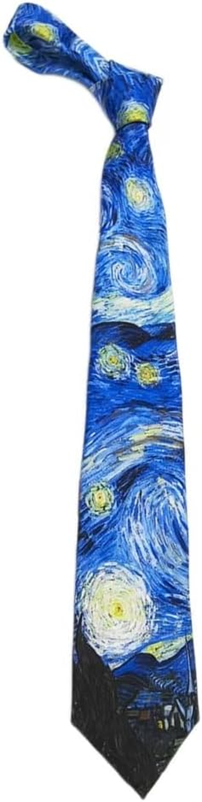 Van Gogh Oil Painting & Coffee & White Rose Theme, Monet Art Style, Unisex Zippered JK Uniform Tie, Casual Academy Style Tie